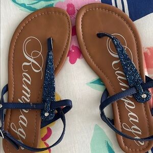 Rampage Navy Beaded Sandals